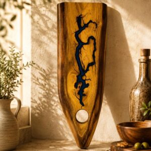Acacia Wood Epoxy Cutting Board Blue Lightning