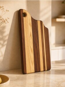 Ash-Walnut natural wood cutting board – striped, natural