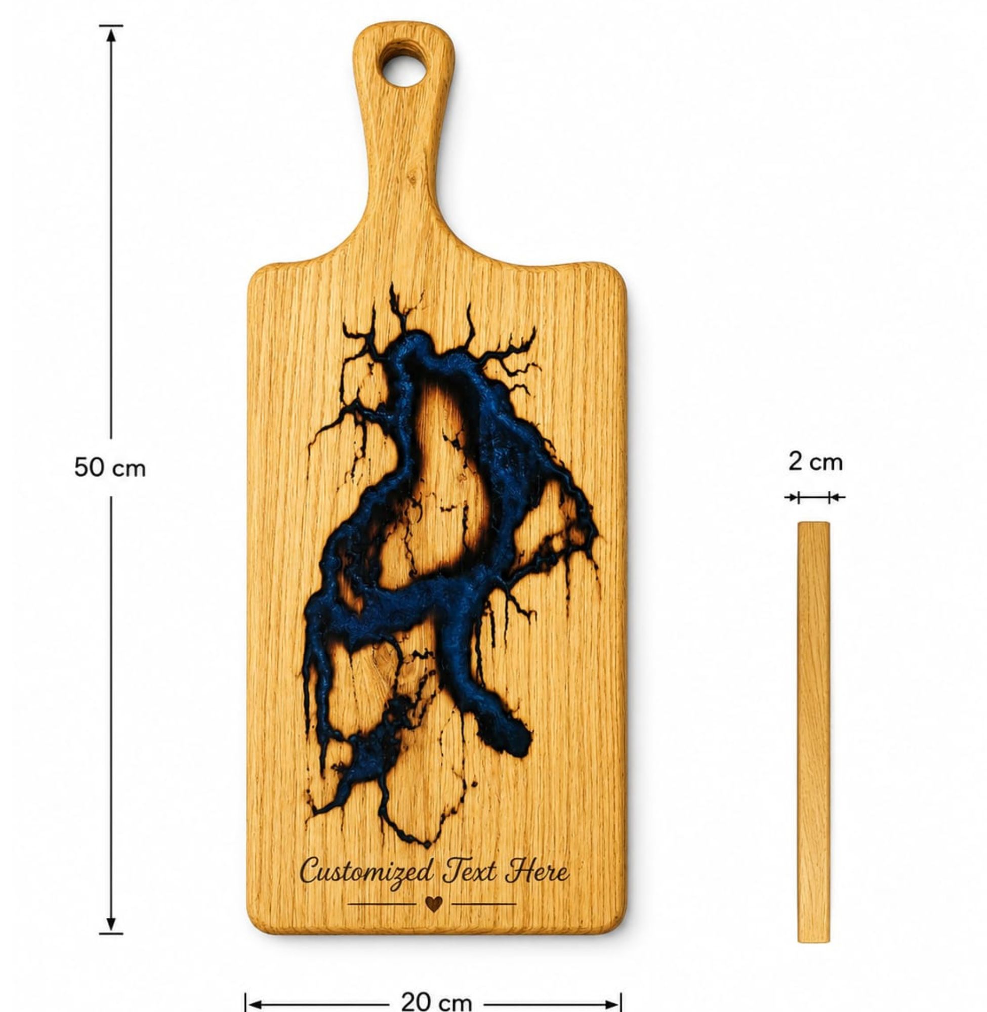 Acacia Classic Cutting Board with Epoxy- Blue Lightning - Image 5