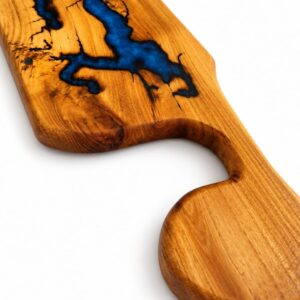 Acacia Long Cutting Board with Epoxy- Blue Lightning
