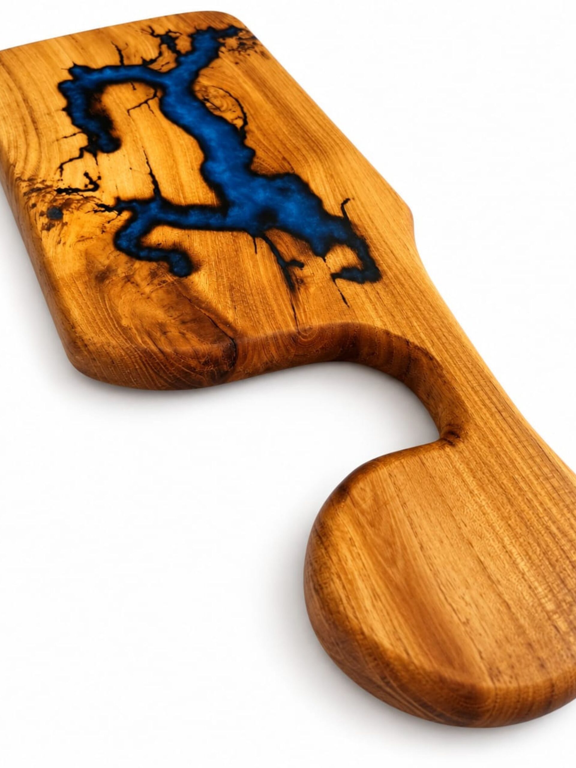 Acacia Long Cutting Board with Epoxy- Blue Lightning