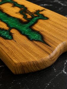 Acacia Long Cutting Board with Epoxy- Blue Lightning