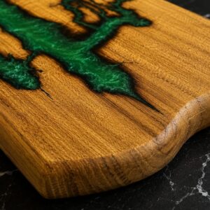 Acacia Long Cutting Board with Epoxy- Blue Lightning