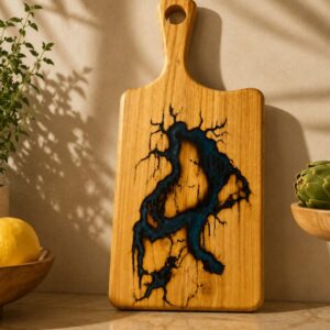 Acacia Classic Cutting Board with Epoxy- Blue Lightning