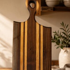 Ash-Walnut natural wood cutting board – striped, natural