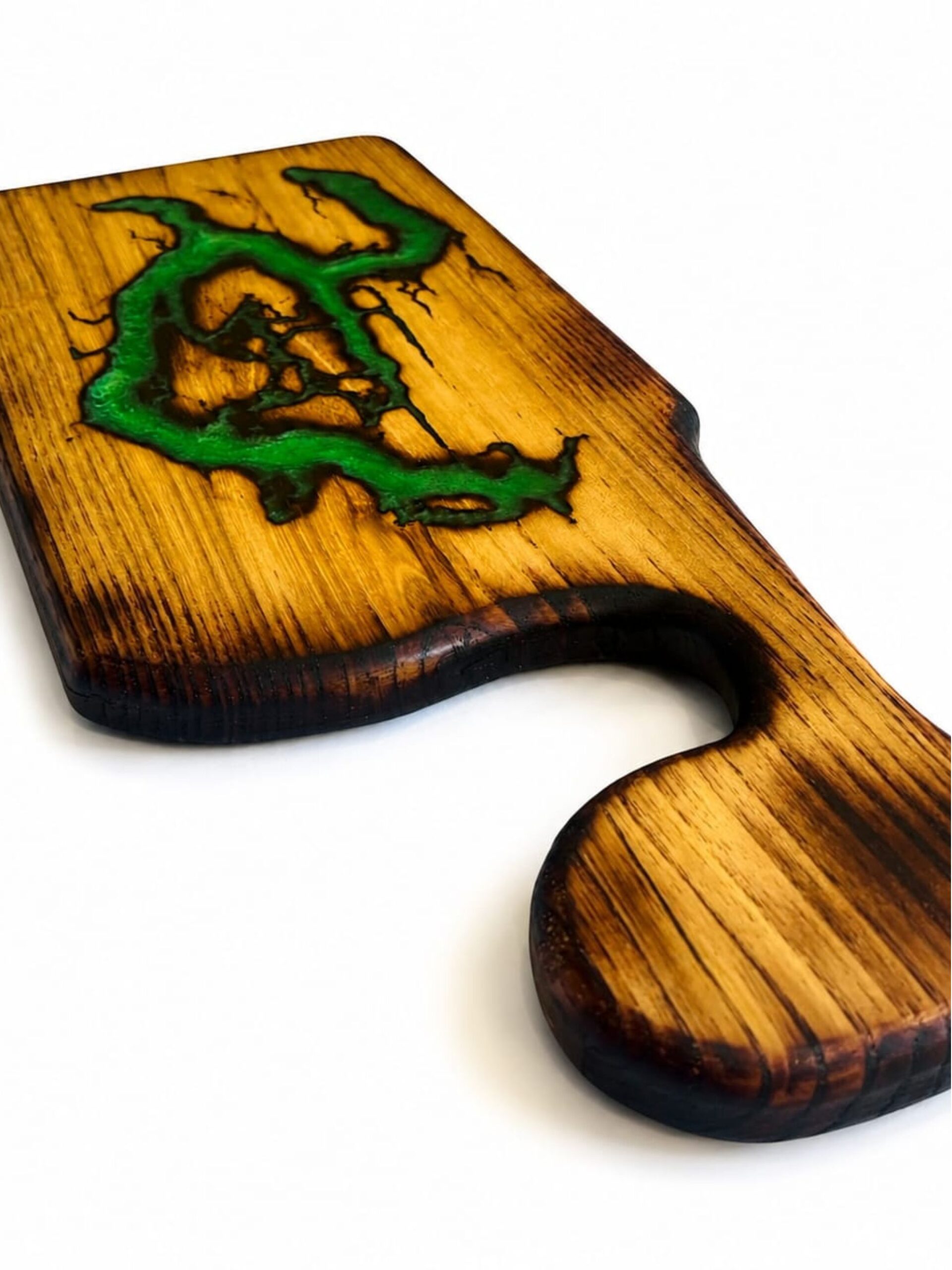 Acacia Long Cutting Board with Epoxy- Blue Lightning - Image 3