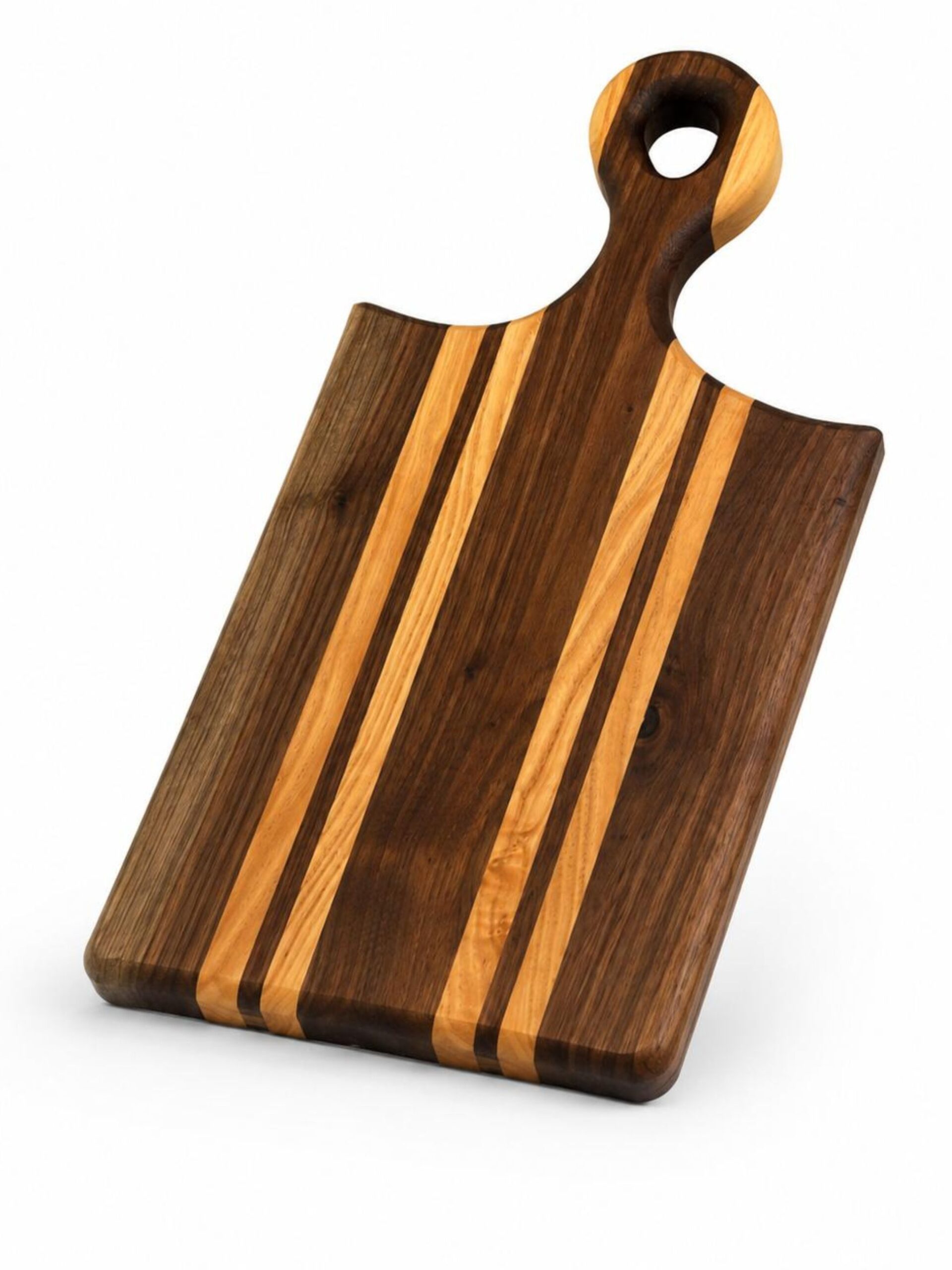Ash-Walnut natural wood cutting board – striped, natural - Image 3