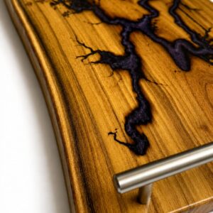 Acacia Serving Tray with Epoxy Resin – Purple Lightning