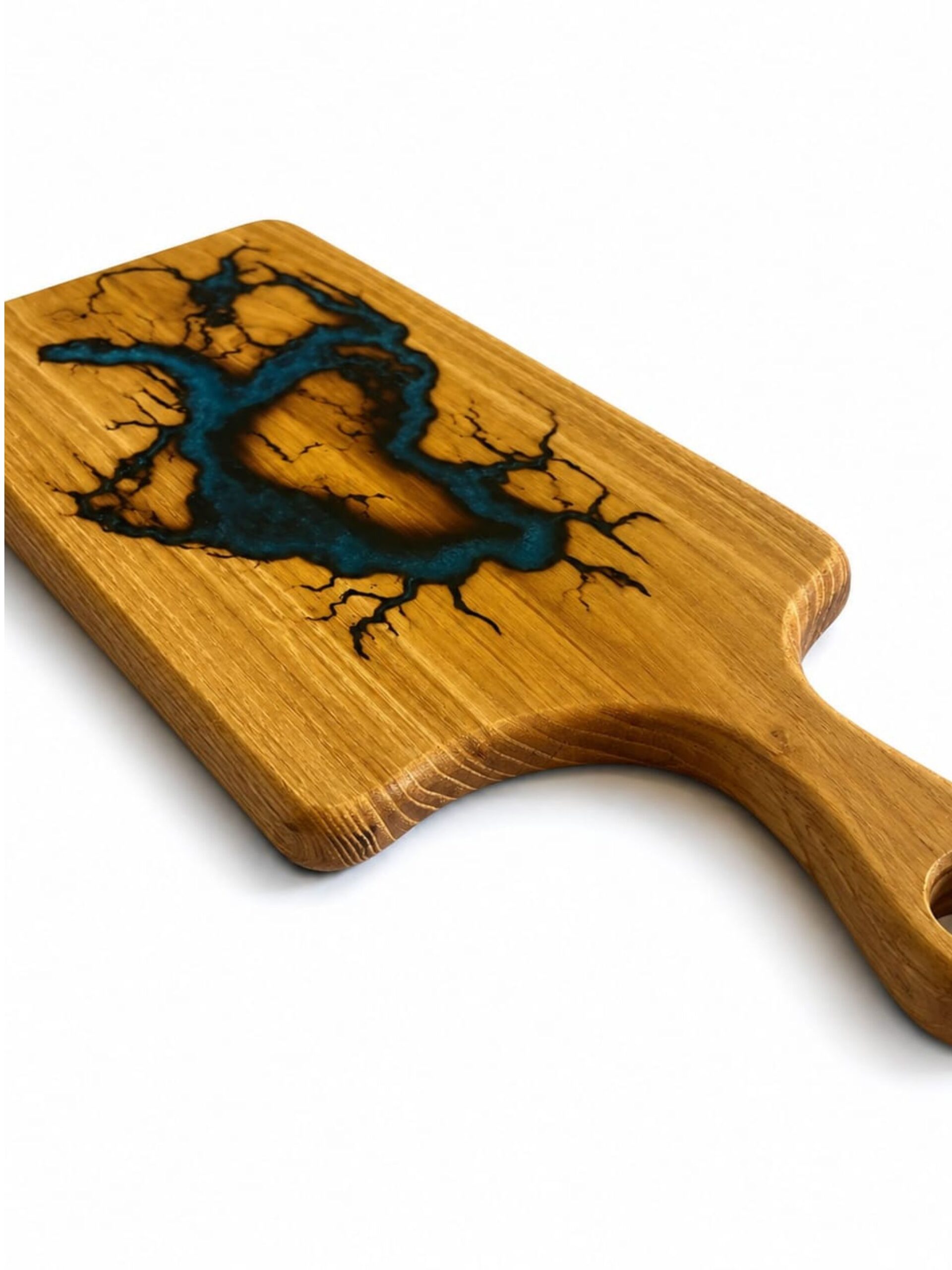 Acacia Classic Cutting Board with Epoxy- Blue Lightning - Image 4