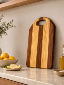 Ash-Walnut natural wood cutting board – striped, natural