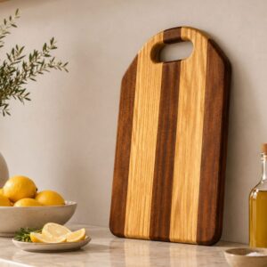 Ash-Walnut natural wood cutting board – striped, natural