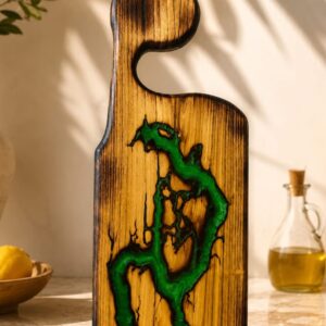 Acacia Long Cutting Board with Epoxy- Blue Lightning