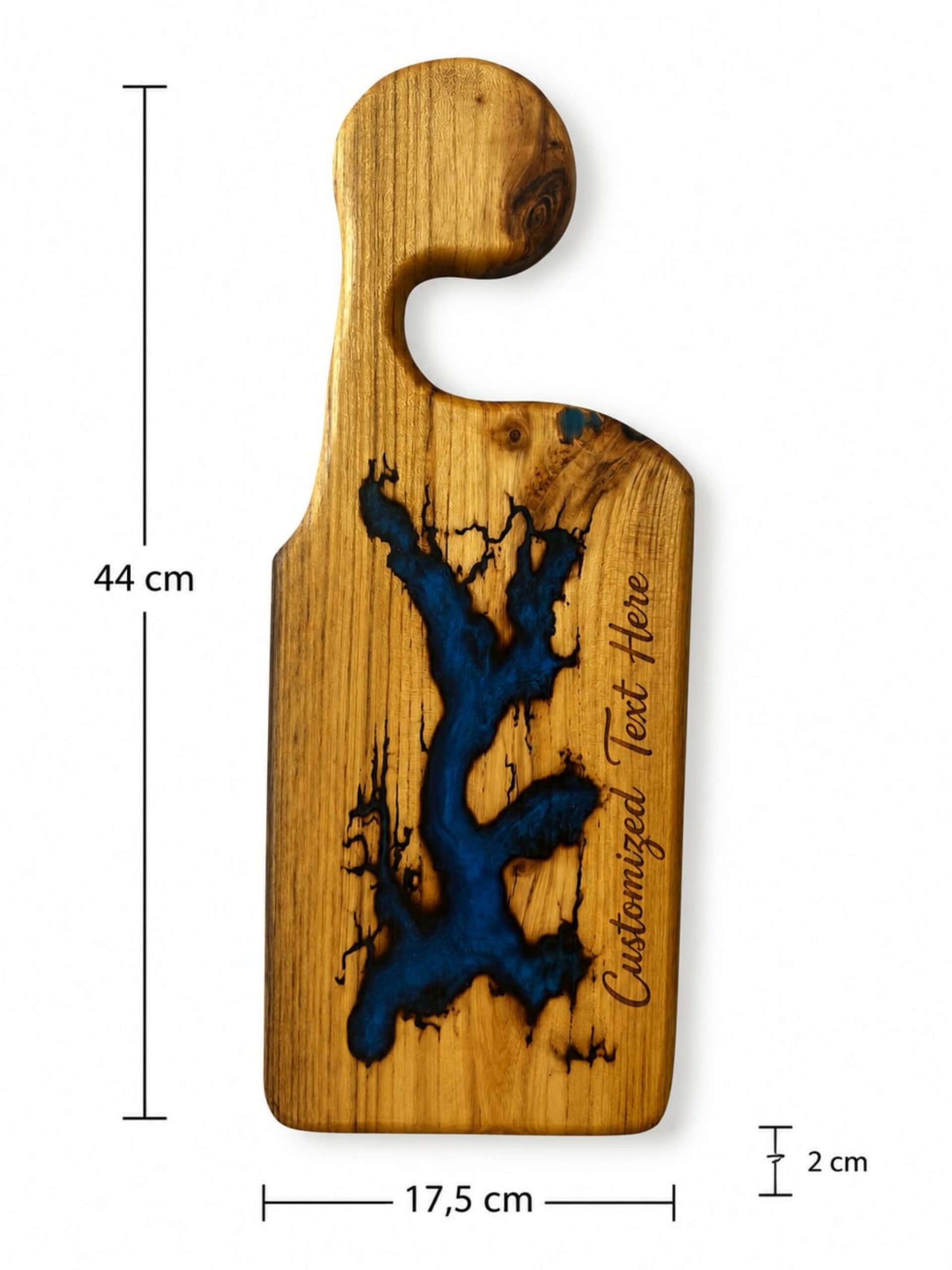 Acacia Long Cutting Board with Epoxy- Blue Lightning - Image 6