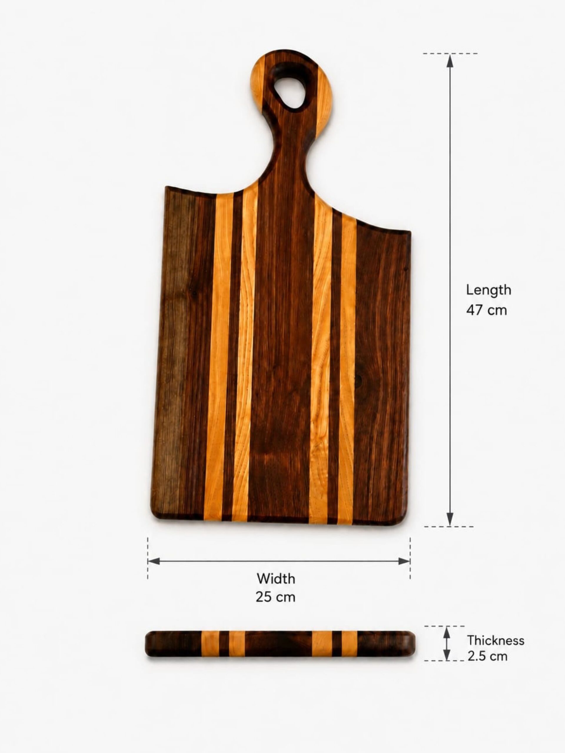 Ash-Walnut natural wood cutting board – striped, natural - Image 5