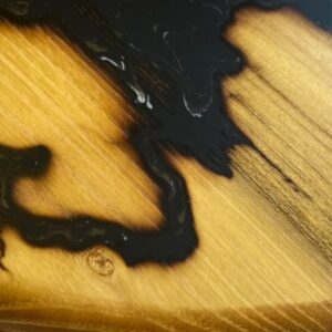 Acacia Round Cutting Board with Epoxy- Black Lightning