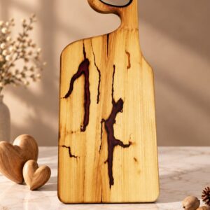 Acacia Wood & Epoxy Cutting Board- Heartline with smoke edition